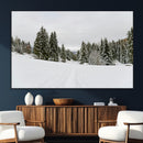 Frosty Pines Wall Art Canvas Print – Framed Silent Snowfall