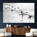 Black White Surfers Wall Art Canvas Print – Riding Gentle by MyGreatCanvas | Canvas Wall Art Prints | Photo Prints & Wall Decor
