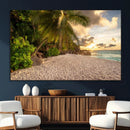 Tropical beach sunset, palm trees, white sand, ocean waves, by MyGreatCanvas | Canvas Wall Art Prints | Photo Prints & Wall Decor
