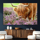 Highland Cow Wall Art Canvas Print – Framed Purple Flowers by MyGreatCanvas | Canvas Wall Art Prints | Photo Prints & Wall Decor