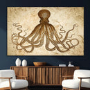 Sepia Octopus Wall Art Abstract Animal Canvas Print