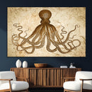 Sepia Octopus Wall Art Abstract Animal Canvas Print