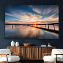 Wooden Pier on Seascape and Sunset Wall Art Canvas Print by MyGreatCanvas | Canvas Wall Art Prints | Photo Prints & Wall Decor