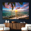 Framed Tropical Sunset Art Canvas Print