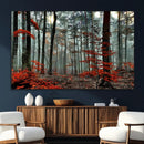 Autumn Forest Wall Art – Enchanting Red Leaves Canvas Print,
