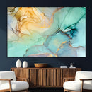 Abstract Aqua and Gold Fluid Wall Art Canvas | 3 Panel Large by MyGreatCanvas | Canvas Wall Art Prints | Photo Prints & Wall Decor