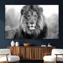 Black and White Lion Canvas Wall Art – Animal Print Artwork