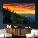 Forest Landscape Wall Art Sunset Canvas, Forest Sunset