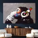 Dj Monkey Listening to Music Wall Art Print | Banksy Monkey by MyGreatCanvas | Canvas Wall Art Prints | Photo Prints & Wall Decor
