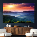 Sunset over Mountain Canvas Print, Forest Canvas Wall Art –