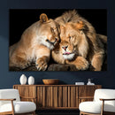 Lion and Lioness Wall Art Canvas Print – Framed African