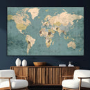 Classic World Map Canvas Print – Framed Vintage Map Wall by MyGreatCanvas | Canvas Wall Art Prints | Photo Prints & Wall Decor