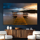 Serene Lake Pier at Sunset Canvas Print | Landscape Canvas