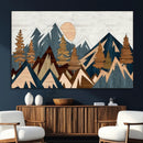 Abstract Wood Panel Effect Mountain Range Top Wall Art