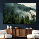 Misty Forest Wall Art Premium Canvas Print a Foggy and