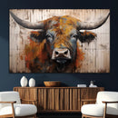 Abstract Bull Highland Cow Canvas Wall Art Print – Vibrant by MyGreatCanvas | Canvas Wall Art Prints | Photo Prints & Wall Decor