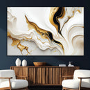 Gold Waves on Pure White Canvas – Gold Abstract Art for
