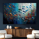 Modern Abstract Fish Shoal Wall Art Canvas Print, Colorful