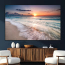Sunset Beach Wall Art – Soothing Coastal Landscape, Ready to