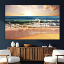 Sunset Beach Wall Art - 3-Panel Framed Canvas Print, Ready
