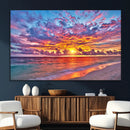 Vibrant Sunset Beach Wall Art - Ocean Sunset Canvas Print |