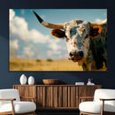 Longhorn in the Prairie - Stunning Ranch-Style Triptych Wall