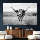 Texas Cow Longhorn Wall Art Canvas Print for Farm House Wall