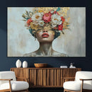 Golden Petal Wall Art Canvas Print - Silhouette Woman Wall