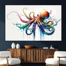 Watercolor Vibrant Octopus Wall Art Canvas Print | Abstract