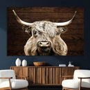 Highland Cow Wall Art Canvas Print, Rustic Farmhouse Decor,