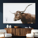 Rustic Bull Wall Art Canvas Print – Modern Longhorn