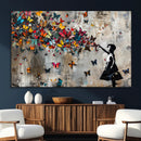 Banksy Wall Art - Banksy Girl and Butterfly Explosion Wall