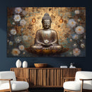Golden Buddha Wall Art Canvas Print | Zen Meditation Floral