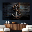 3 Panel Grunge Abstract Anchor Wall Art Canvas Print Set