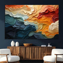 Blue Orange Abstract Wave Wall Art Canvas Print, Framed Blue