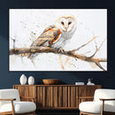 Barn Owl Wall Art on Branch | Stunning Canvas Print for