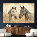 Chines Ink Style Grunge Horses Wall Art Canvas Print