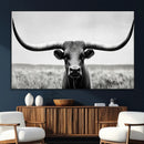 Longhorn Bull Canvas Print | Rustic Farmhouse Wall Art |