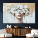 Golden Petal Wall Art - Canvas Print Flower Head Woman