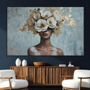 Golden Petal Wall Art - Petal Silhouette Woman Wall Art by MyGreatCanvas | Canvas Wall Art Prints | Photo Prints & Wall Decor