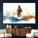 Watercolor Jesus Walking Wall Art Print, Jesus Water Canvas