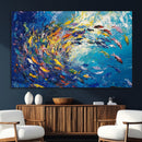 Colorful Swirling Fish School Wall Art Canvas Print |