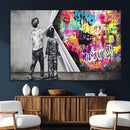 Banksy Print - Street Art Canvas Wall Art - Kids Revealing