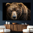 Grizzly Brown Bear Canvas Wall Art, Wildlife Animal Canvas