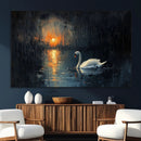 Abstract Swan on Water Wall Art Canvas Print - Elegant