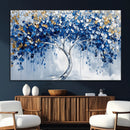 Blue and Gold Abstract Tree Wall Art Canvas Print | Modern