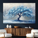 Abstract Blue Tree Art Canvas Print, Majestic Tree Wall Art