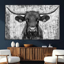 Abstract Longhorn Bull Wall Art Canvas Print - Rustic Texas