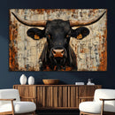 Rustic Texas Artwork Wall Art Canvas Print - Abstract Cow