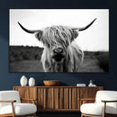 Highland Cow Wall Art | Black and White Farmhouse Decor |